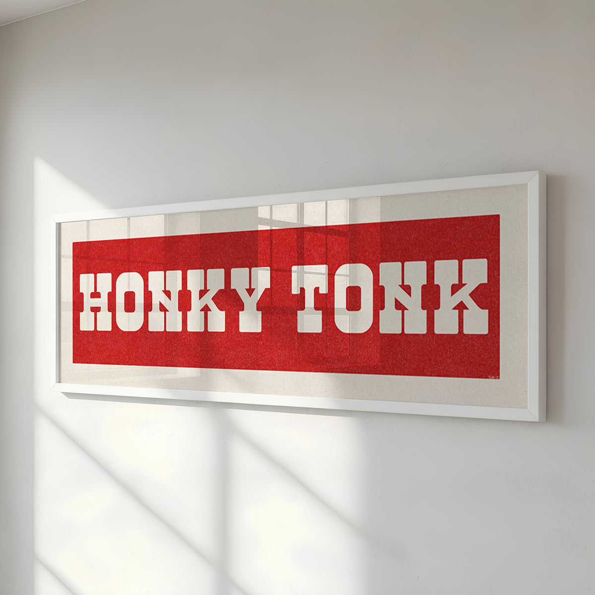 Framed HONKY TONK Sign Red & White Art Print