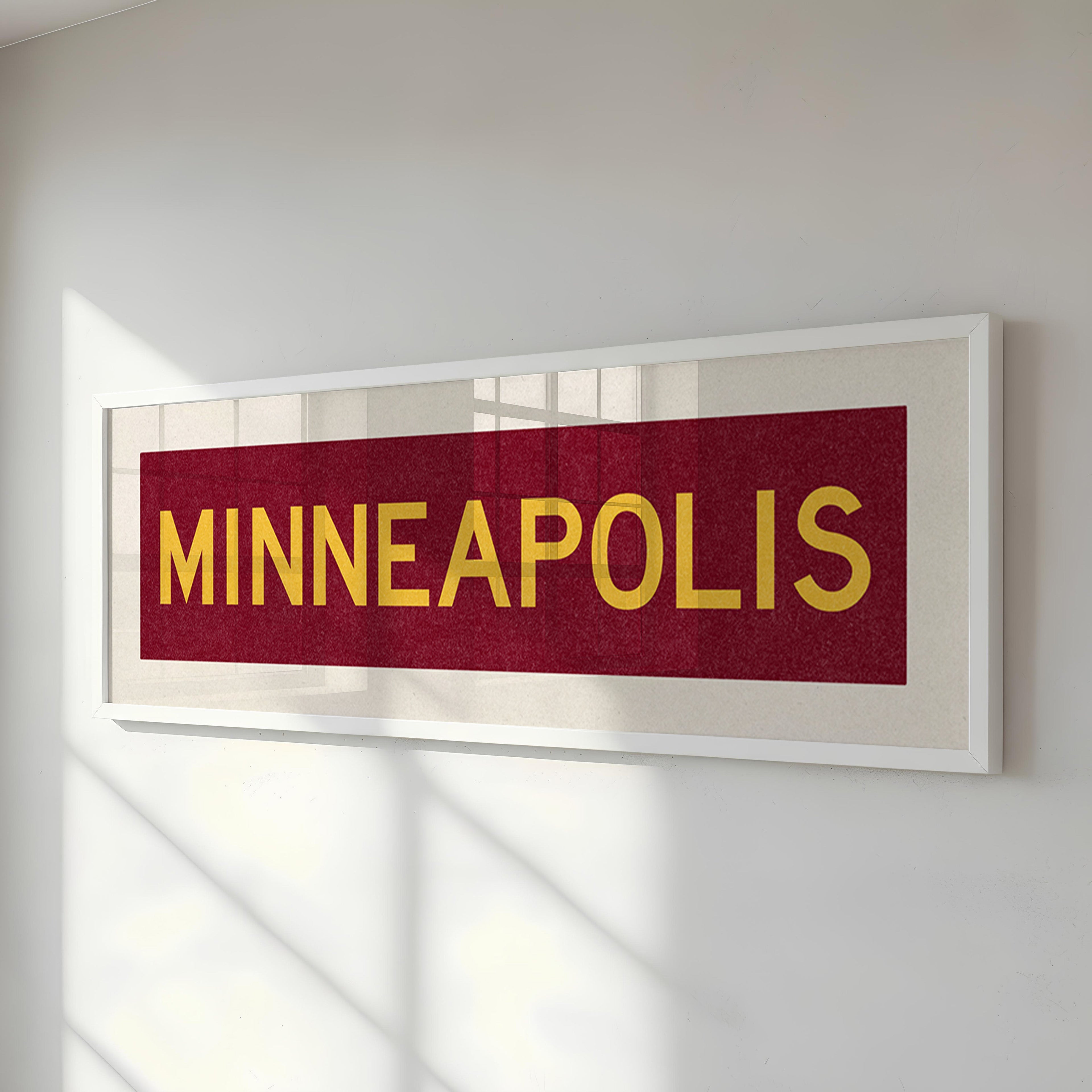Framed Minneapolis Maroon Bus Scroll