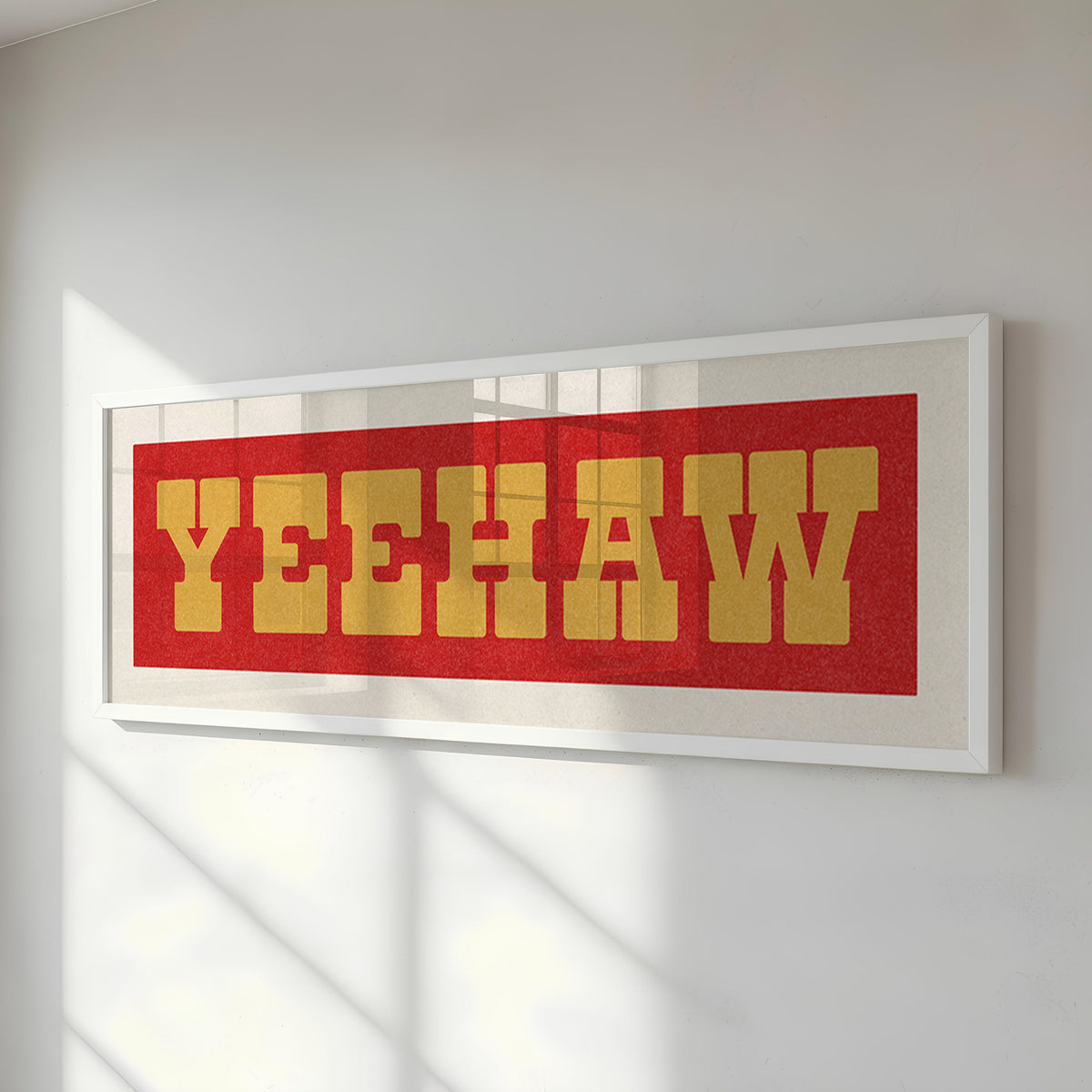 Framed YEEHAW Sign Red & Gold Art Print