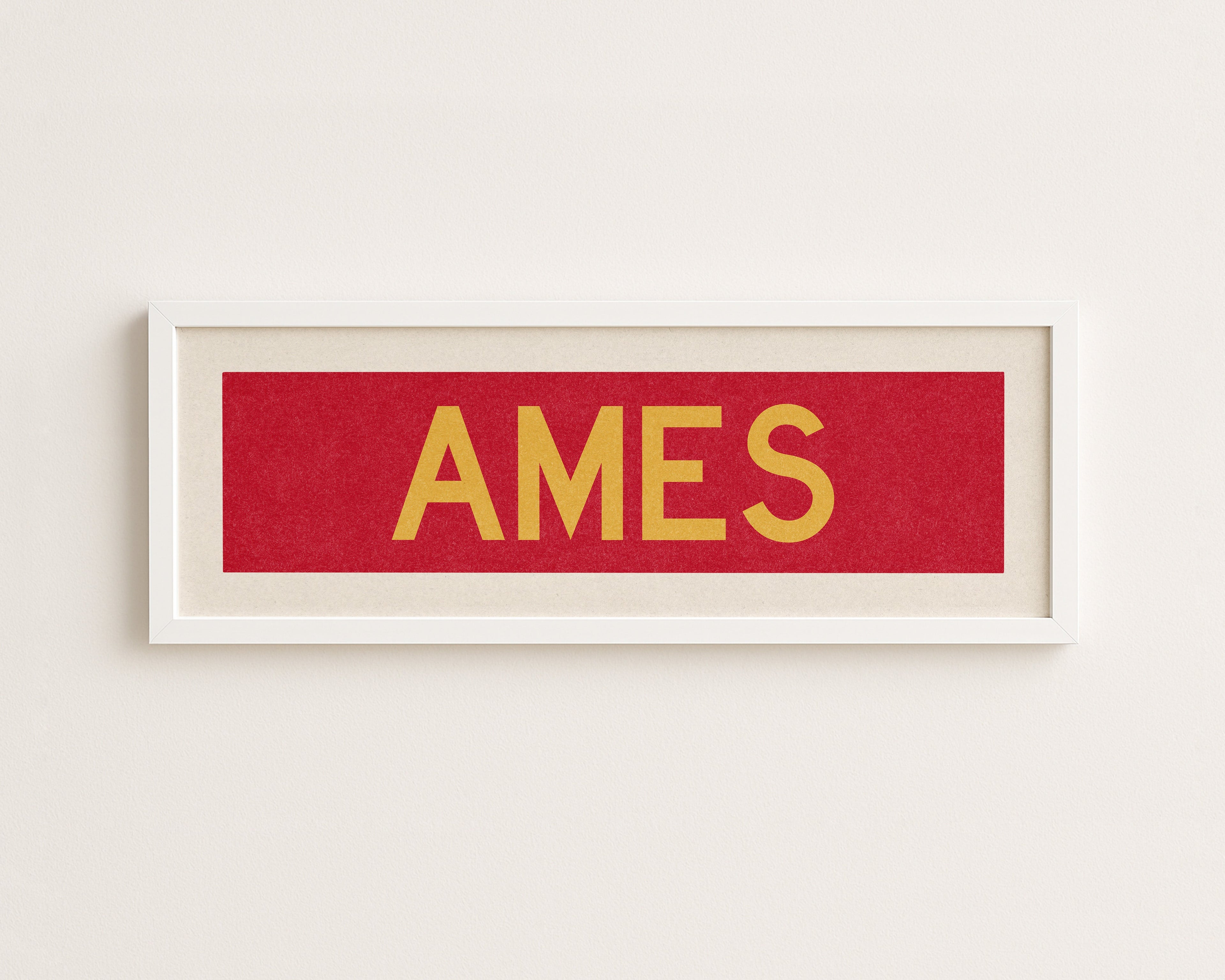 Framed Ames Red and Gold Bus Scroll