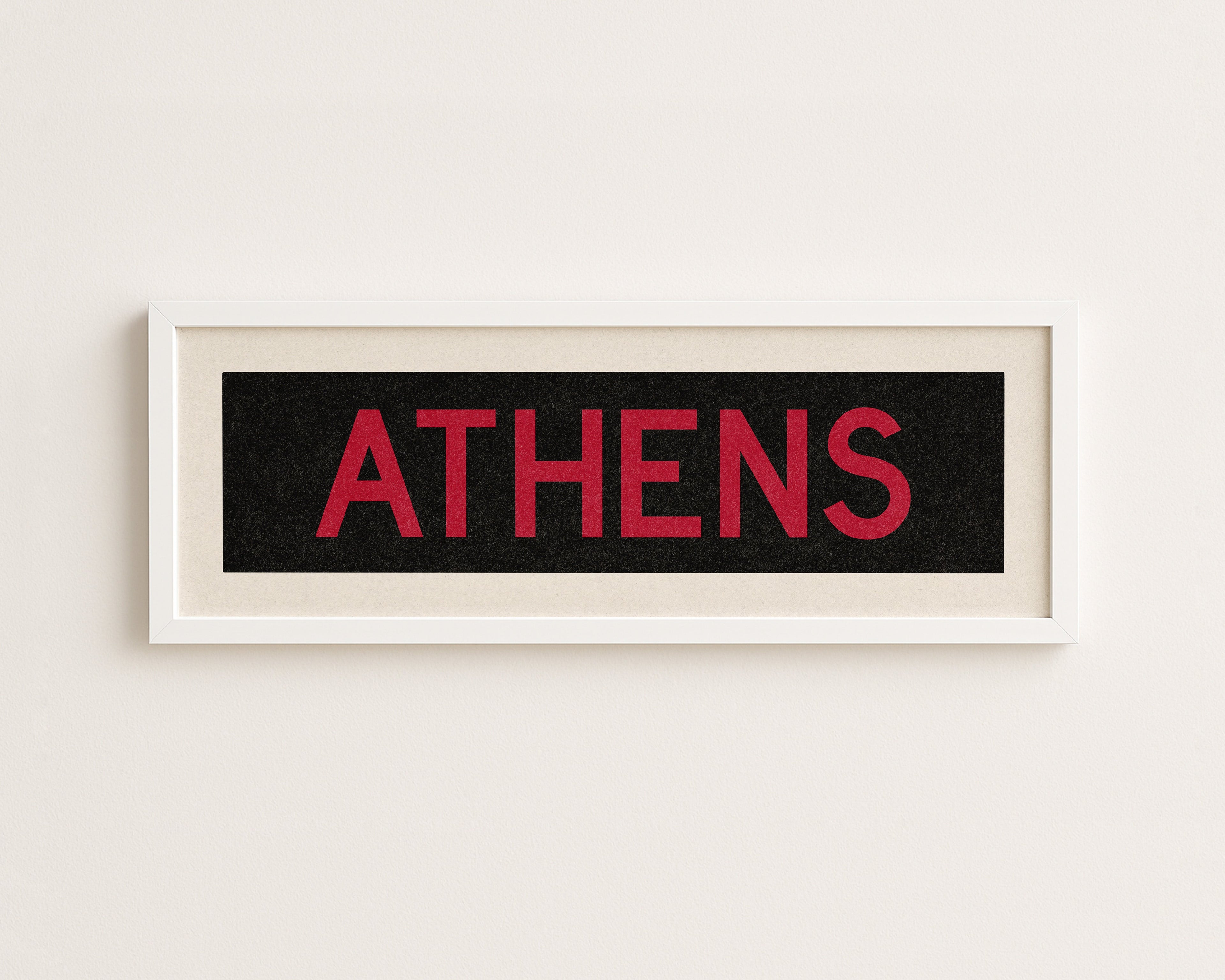 Framed Athens Red and Black Bus Scroll