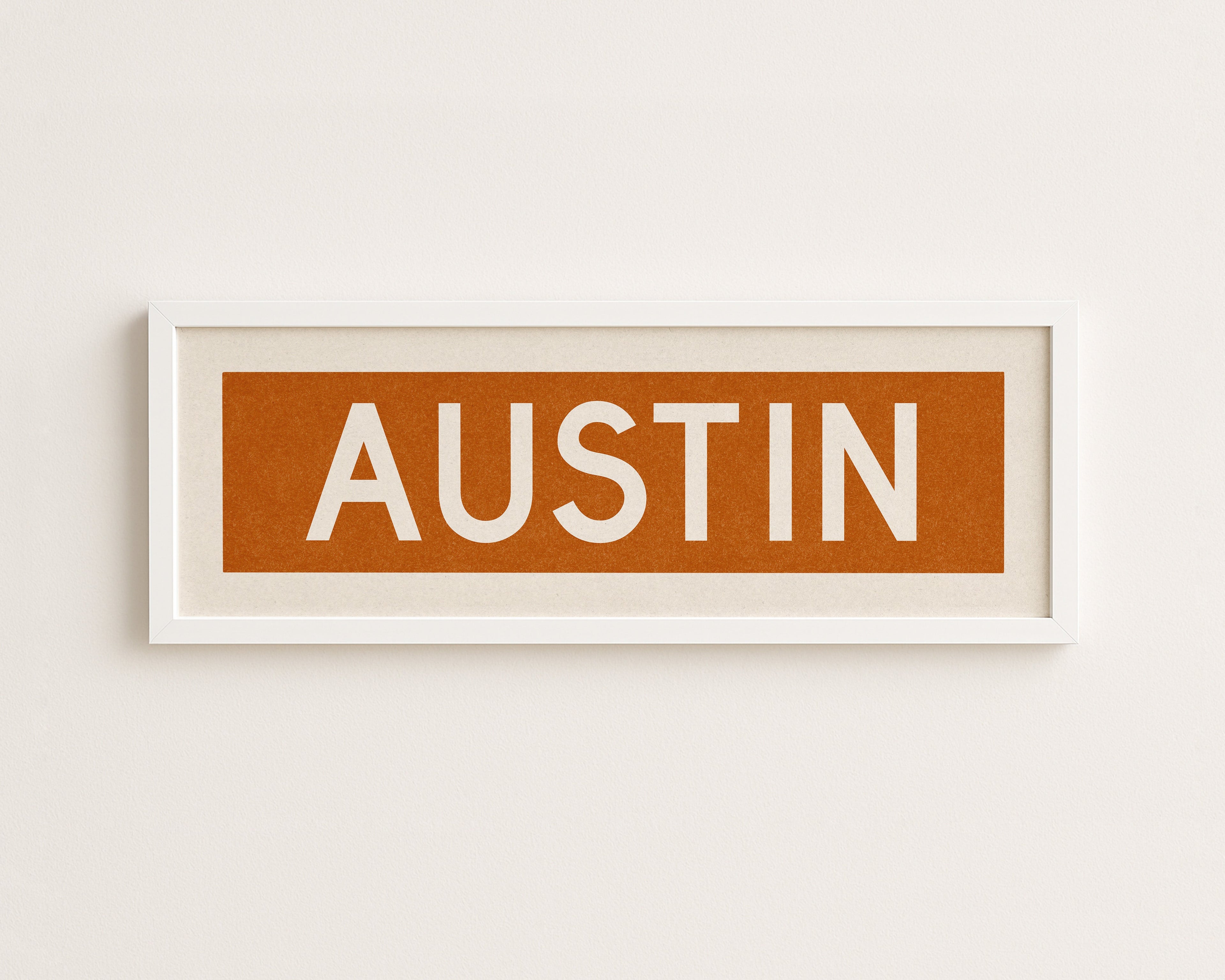 Framed Austin Orange Bus Scroll