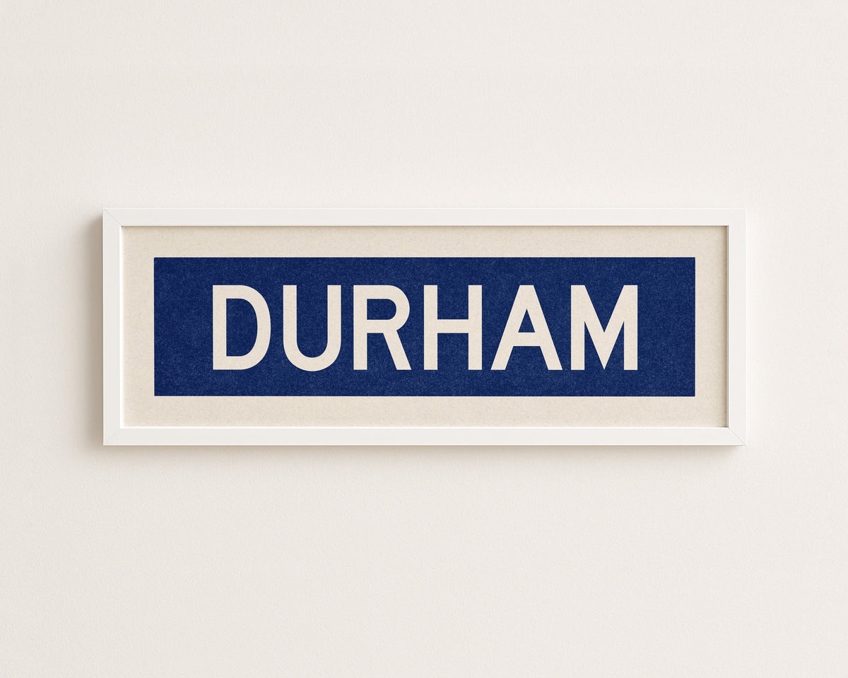 Framed Durham Blue Bus Scroll