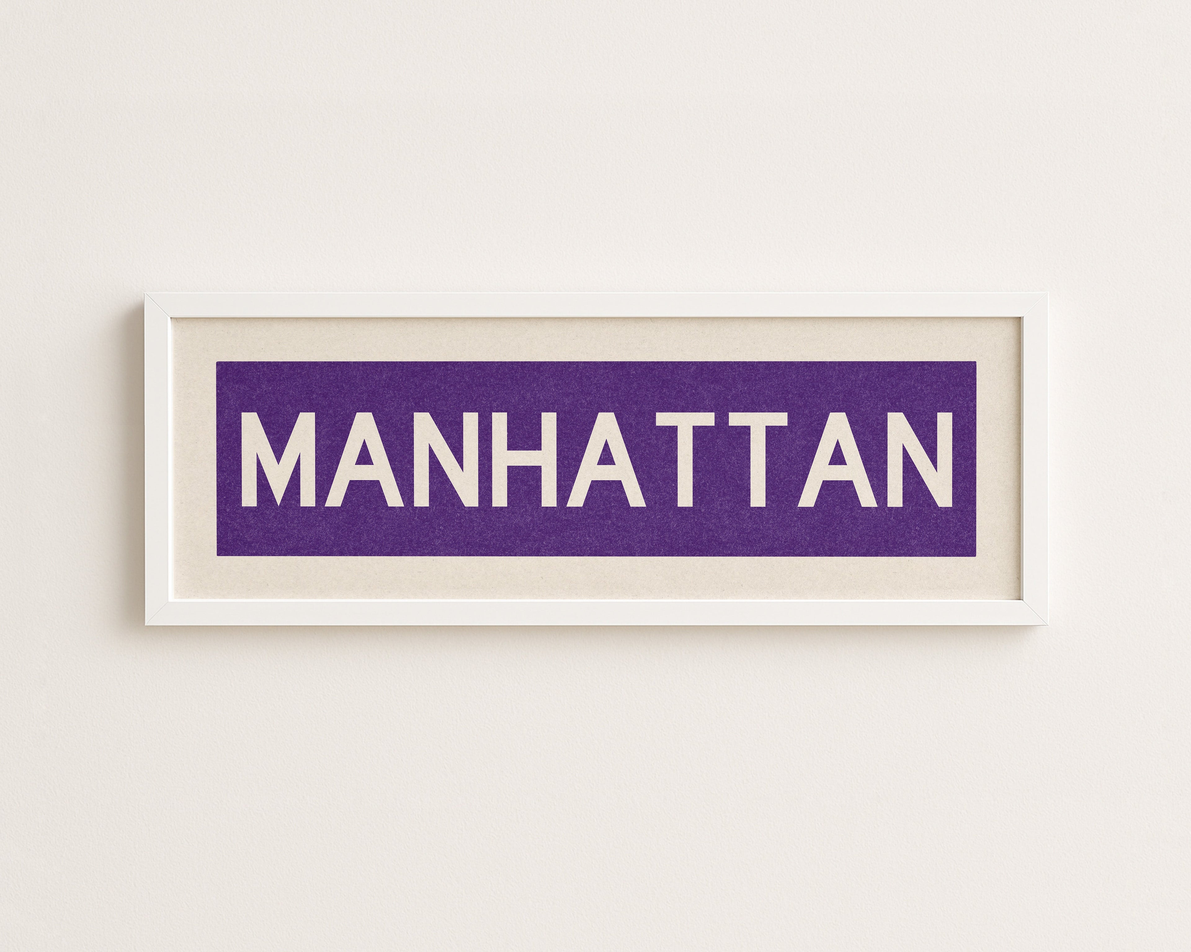 Framed Manhattan Purple Bus Scroll