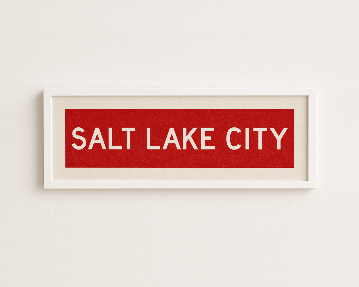 Framed Salt Lake City Red Bus Scroll