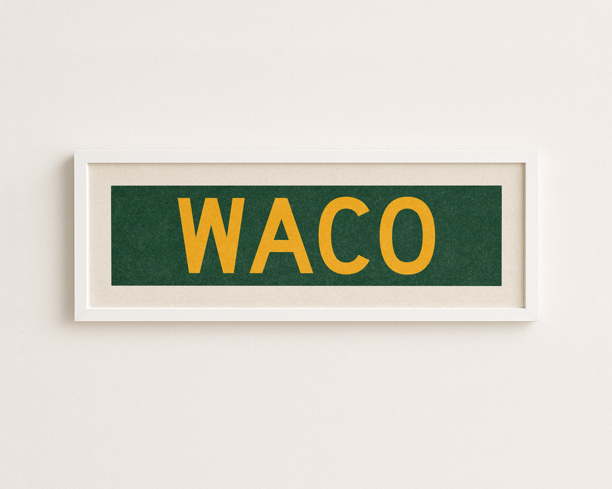 Framed Waco Green Bus Scroll