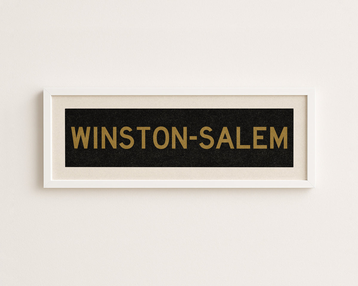 Framed Winston Salem Black & Gold Bus Scroll
