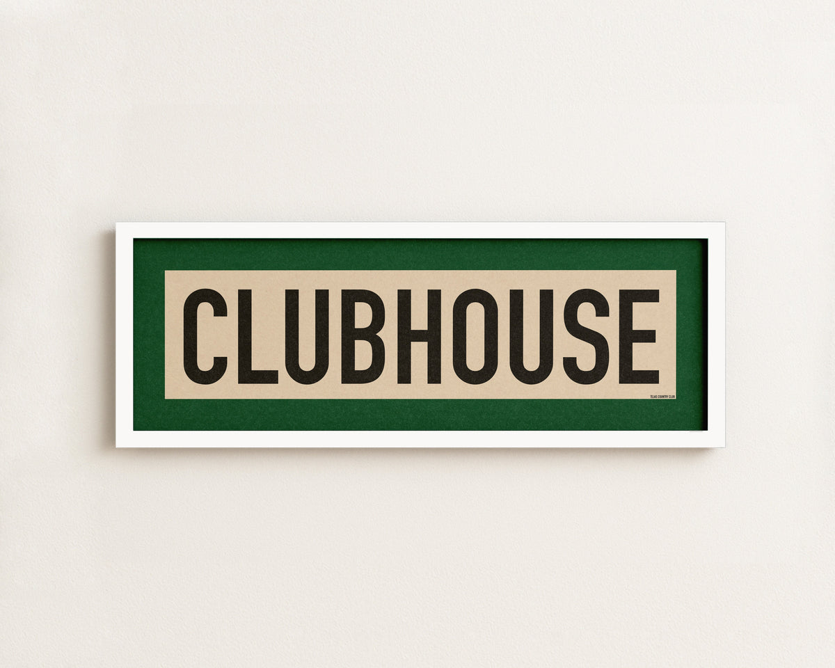 Framed Clubhouse Golf Art Scroll Sign