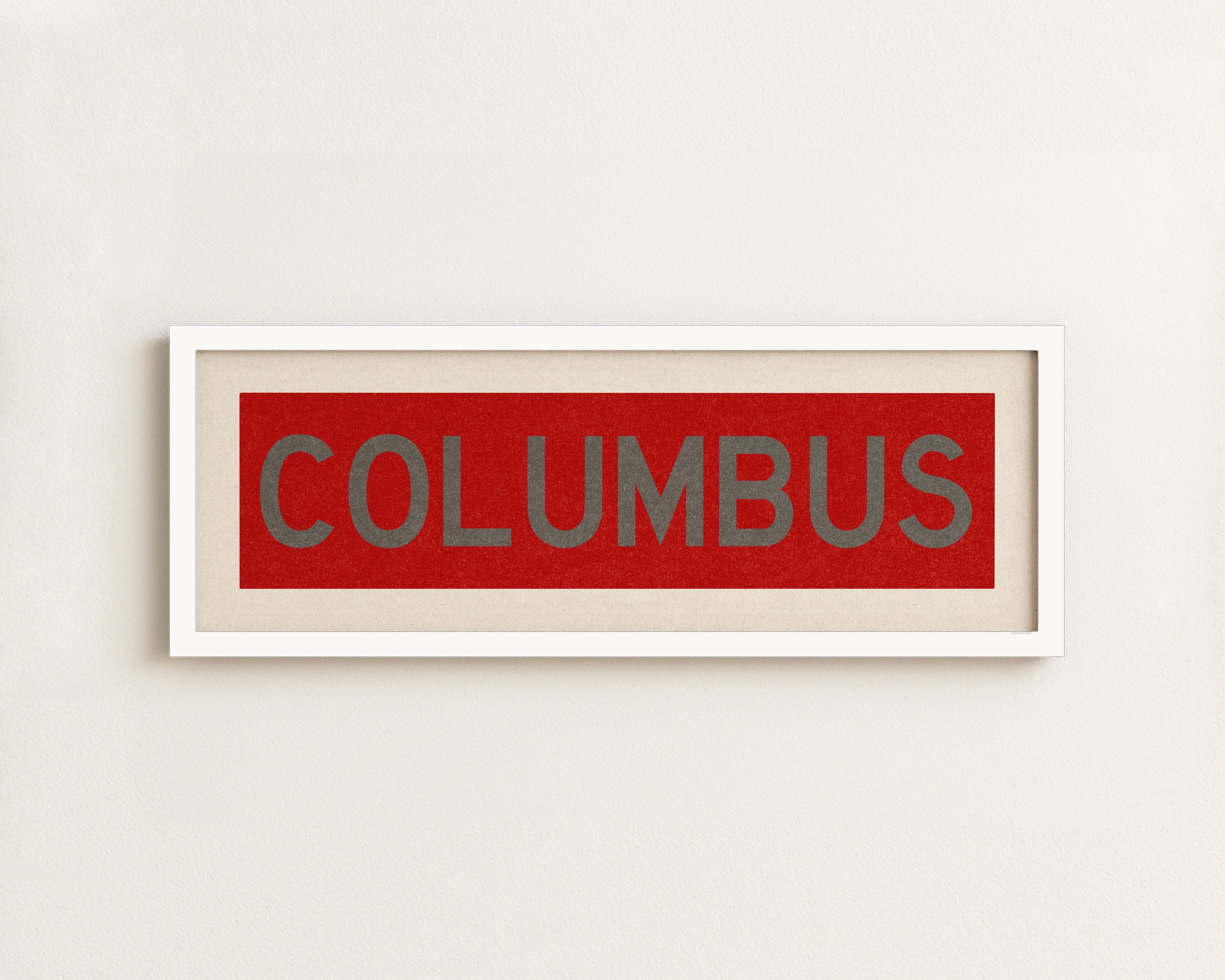 Framed Columbus Red Bus Scroll