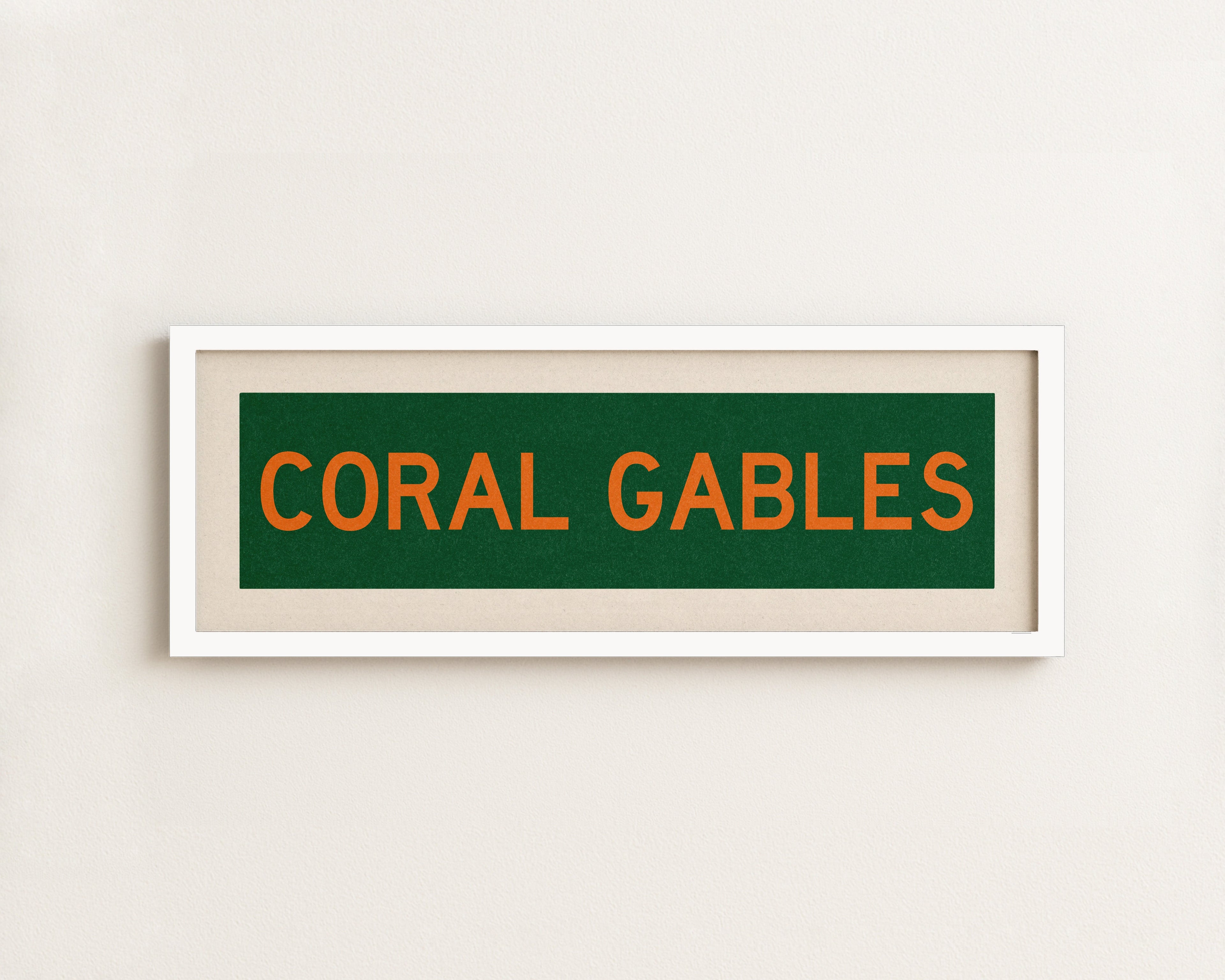 Framed Coral Gables Green and Orange Bus Scroll
