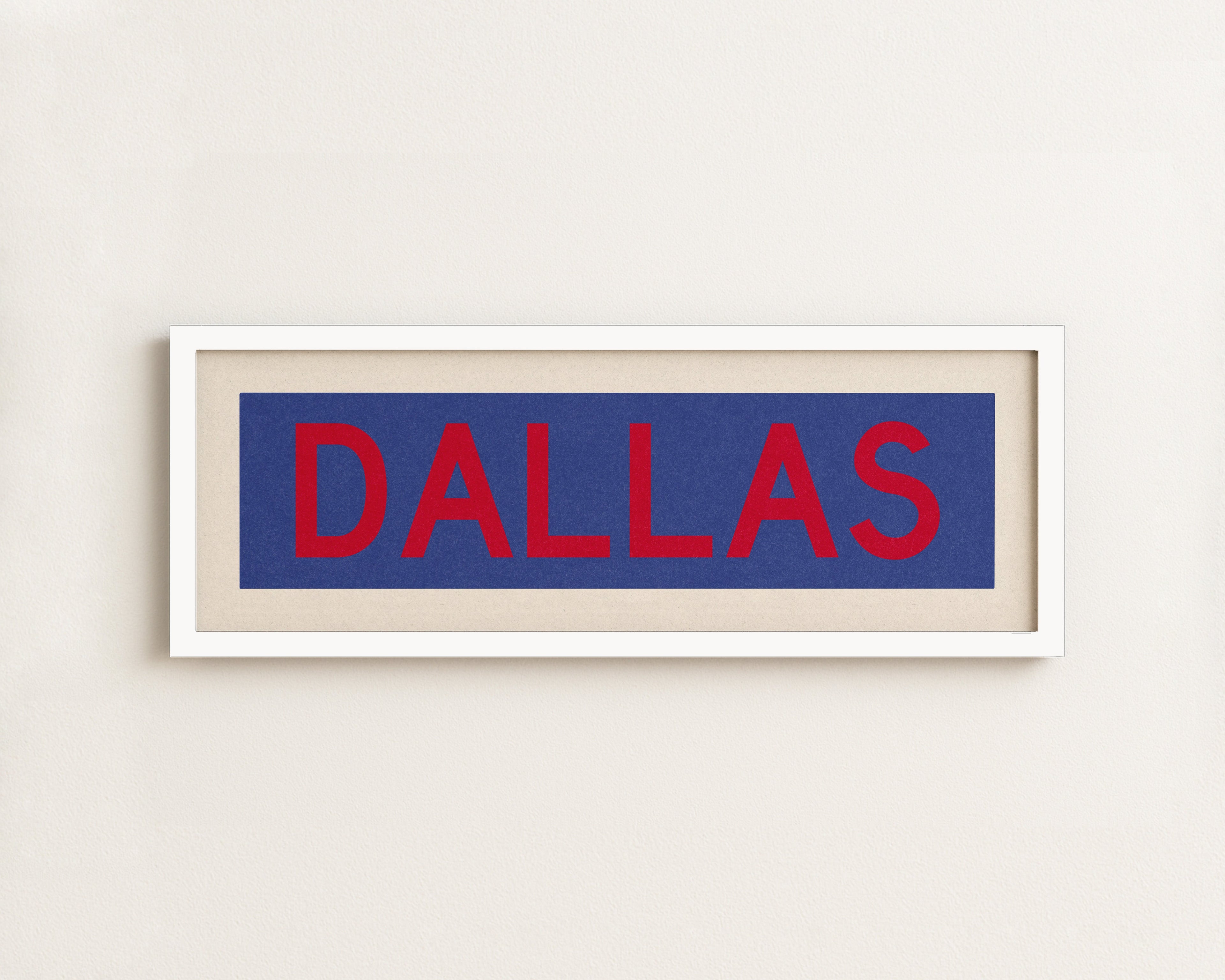 Framed Dallas Blue and Red Bus Scroll