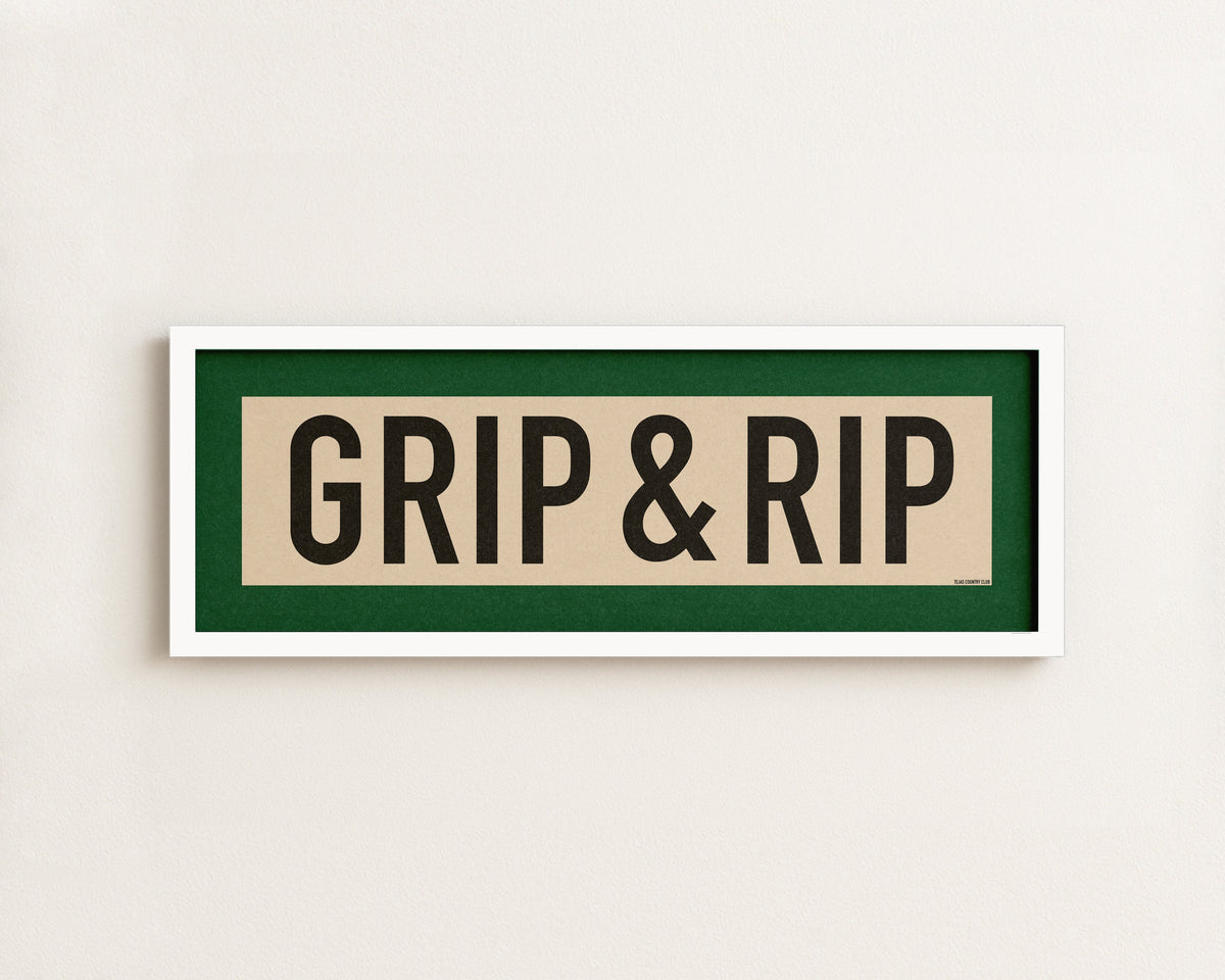 Framed Grip and Rip Golf Art Scroll Sign