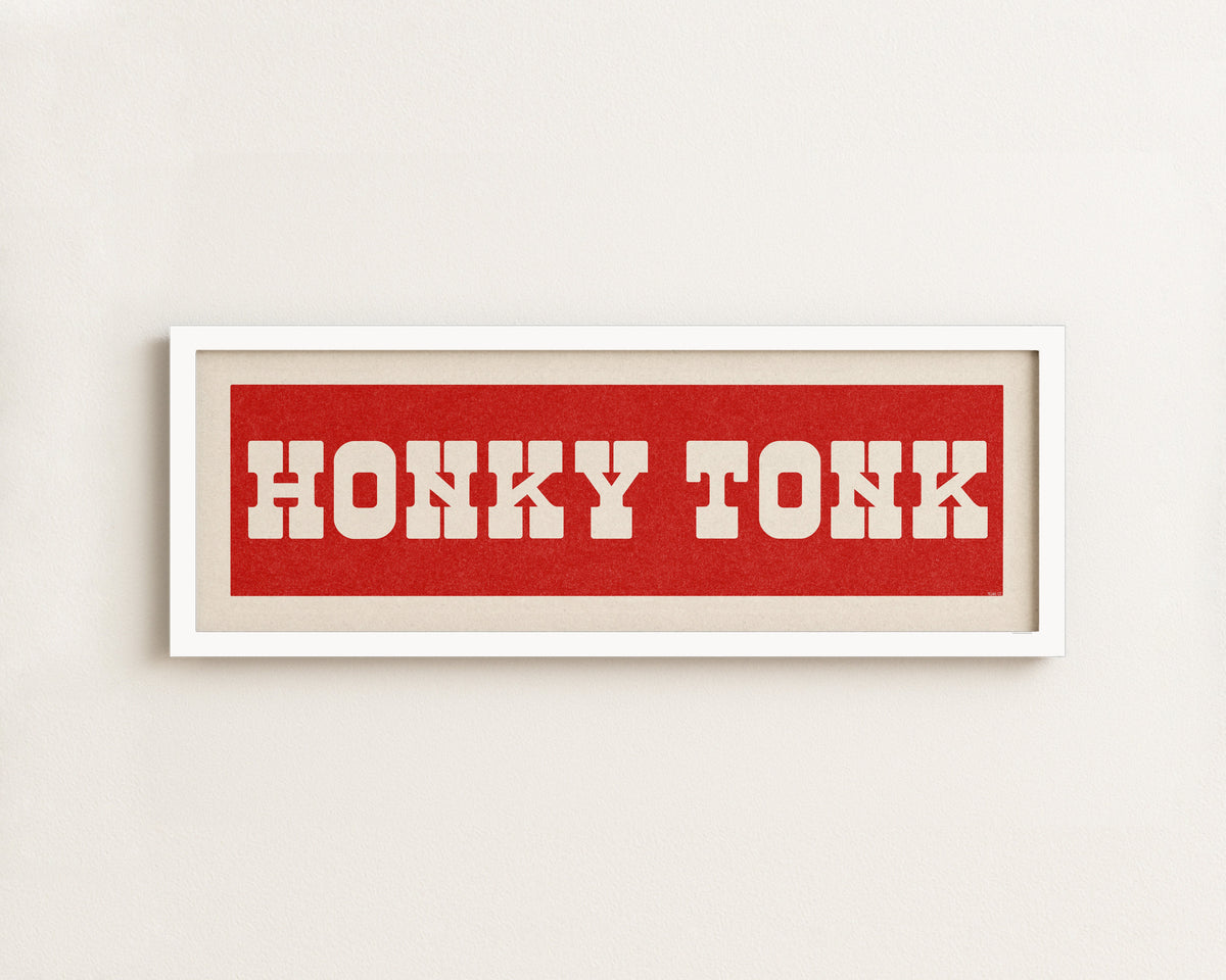 Framed HONKY TONK Sign Red & White Art Print
