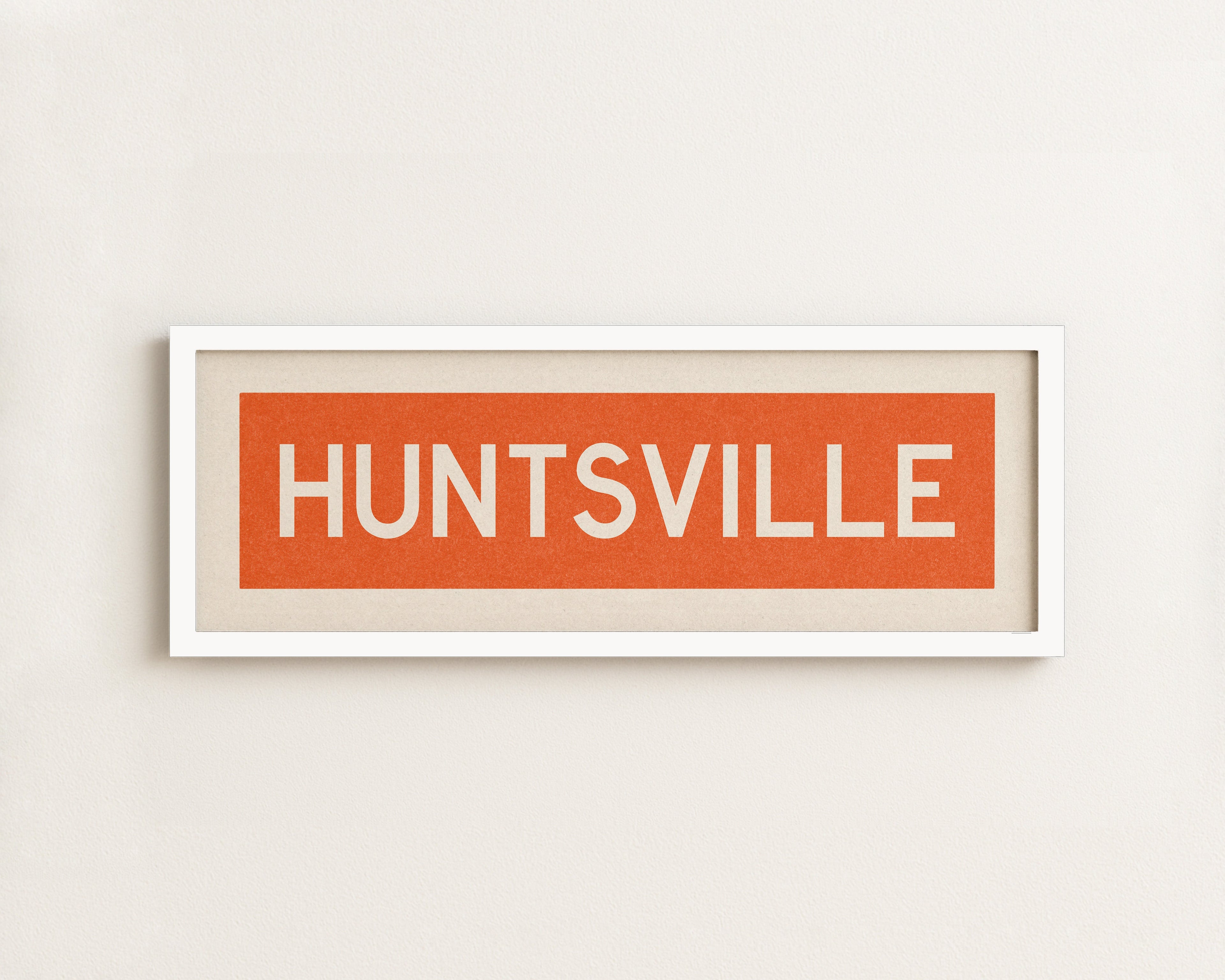 Framed Huntsville Orange and White Bus Scroll