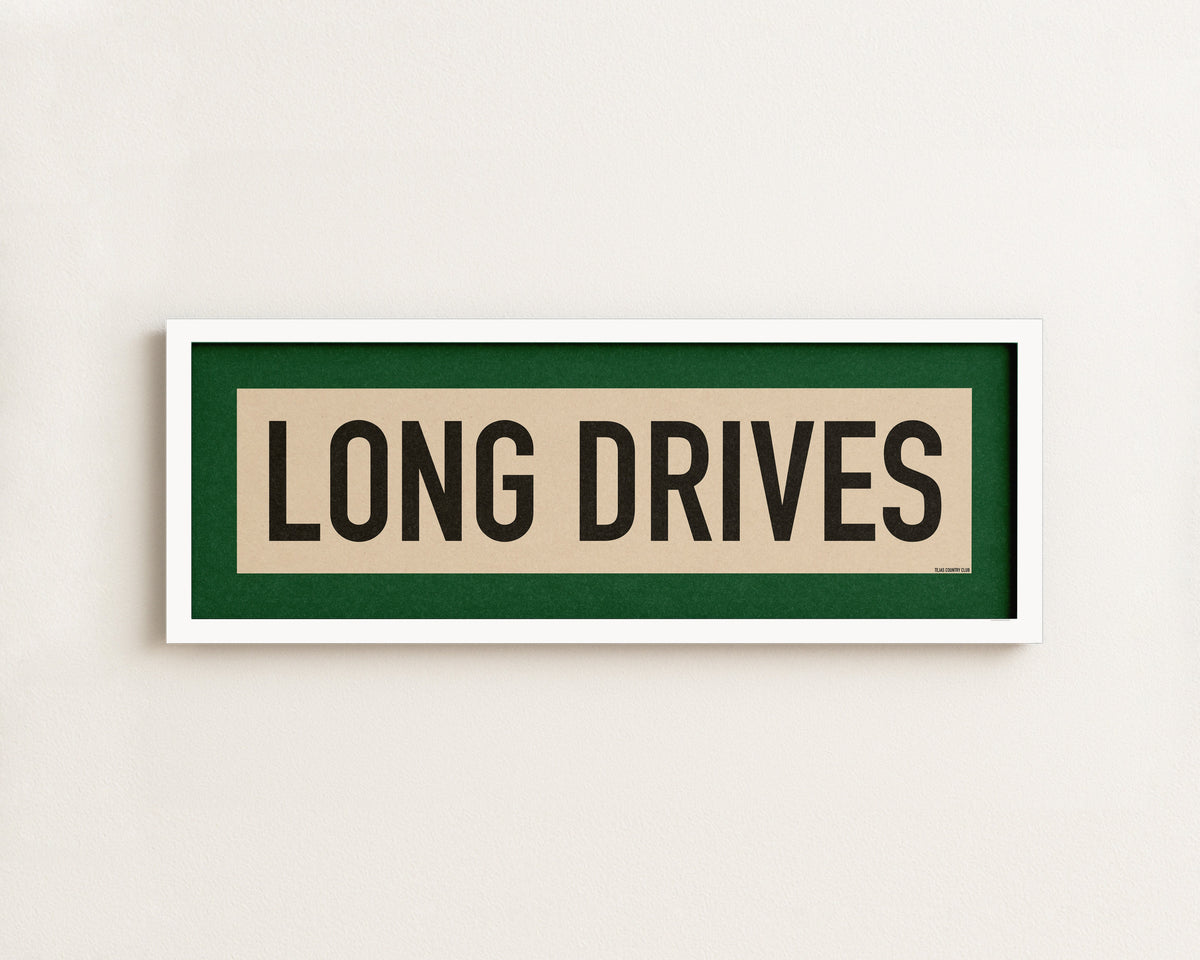 Framed Long Drives Golf Art Scroll Sign