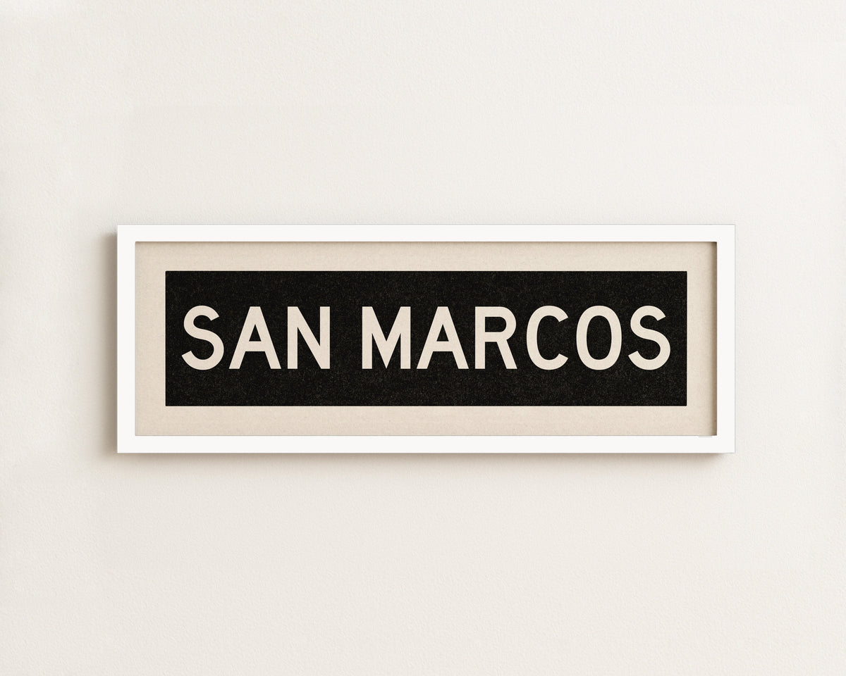 Framed San Marcos Texas Bus Scroll