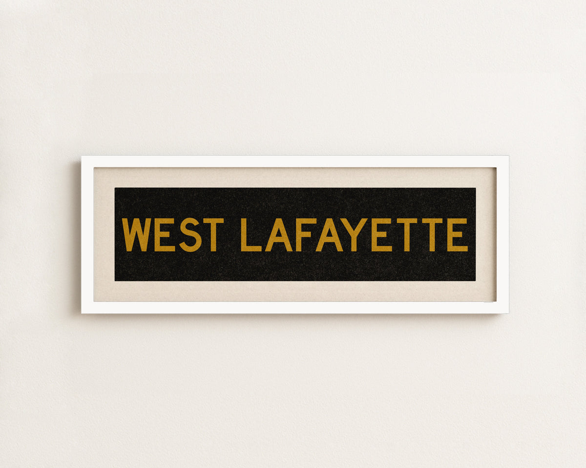 Framed West Lafayette Black and Gold Bus Scroll