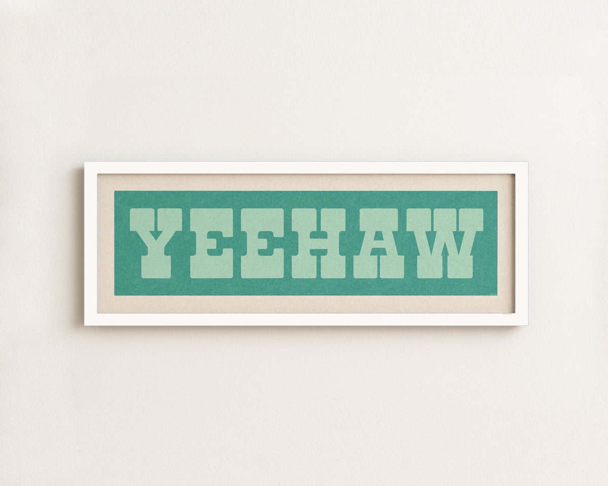 Framed YEEHAW Sign Turquoise & Mint Art Print