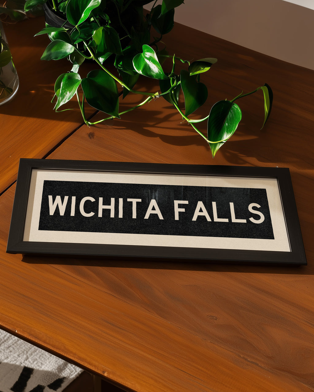 Framed Wichita Falls Bus Scroll Sign