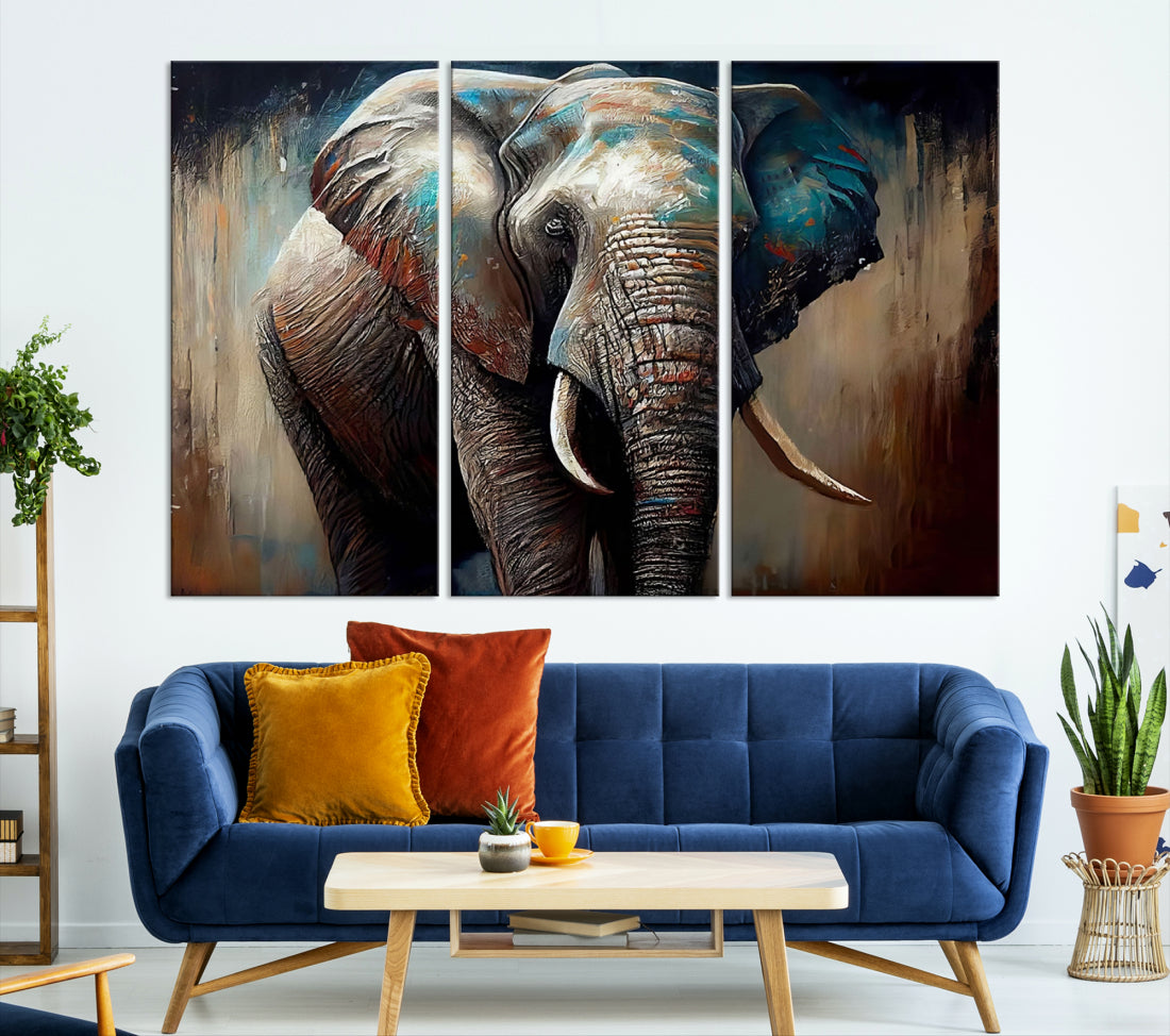 Wild Elephant Wall Art Canvas Print