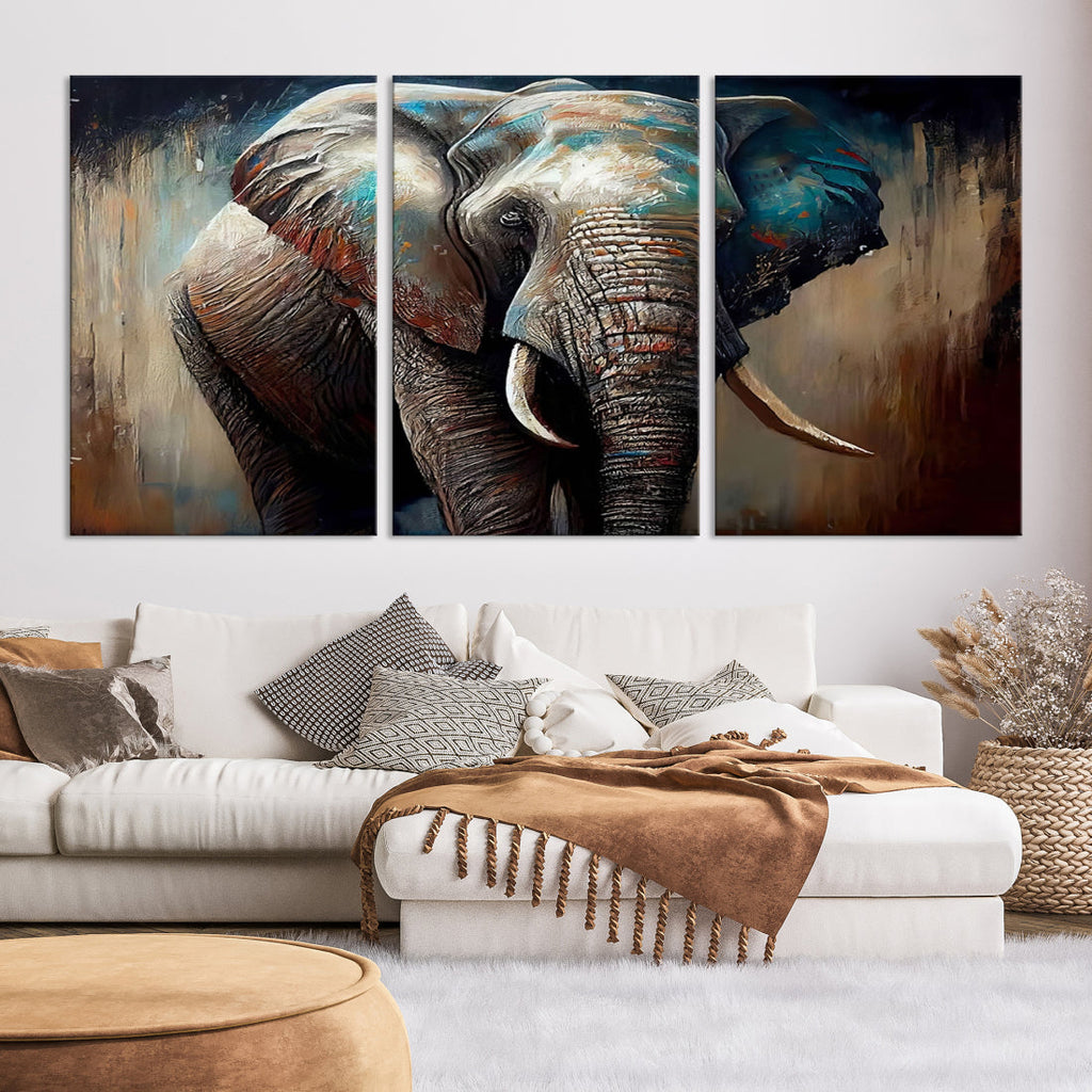 Wild Elephant Wall Art Canvas Print
