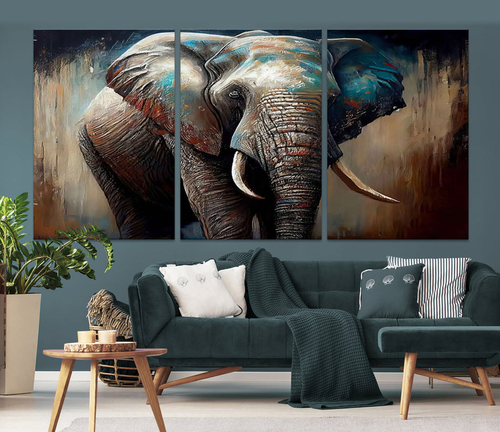 Wild Elephant Wall Art Canvas Print