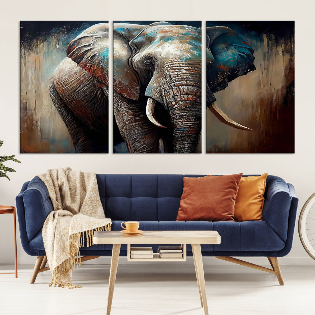Wild Elephant Wall Art Canvas Print