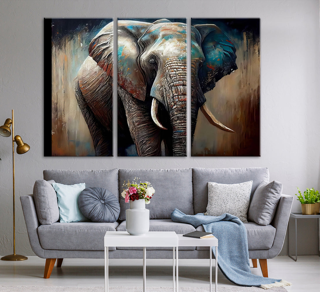 Wild Elephant Wall Art Canvas Print