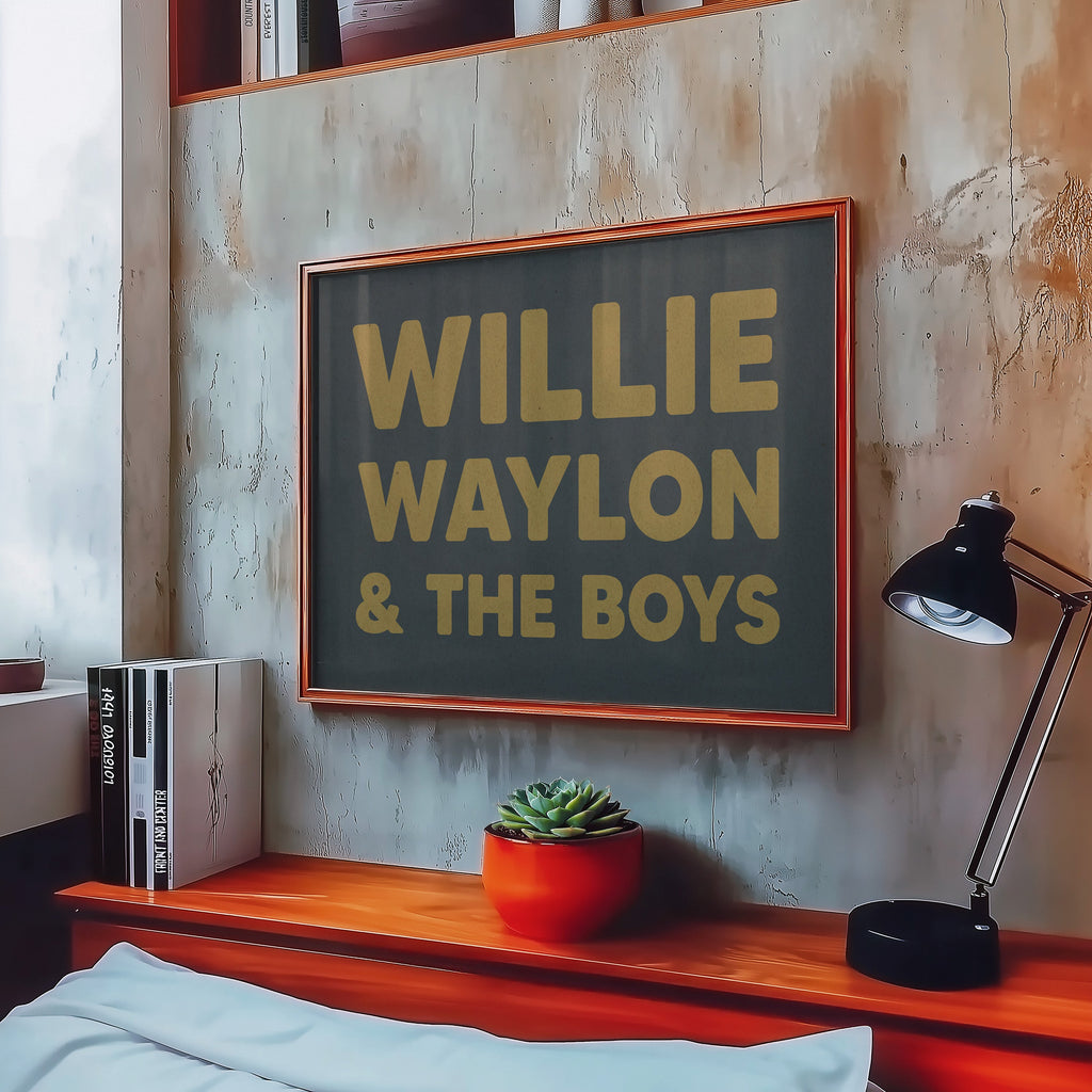 Willie, Waylon, & The Boys Typography Art Print
