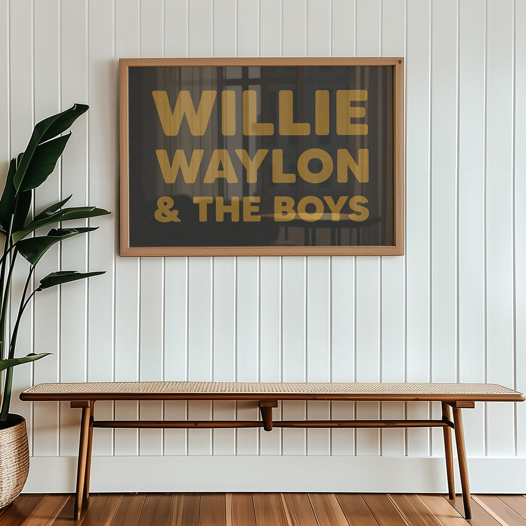 Willie, Waylon, & The Boys Typography Art Print