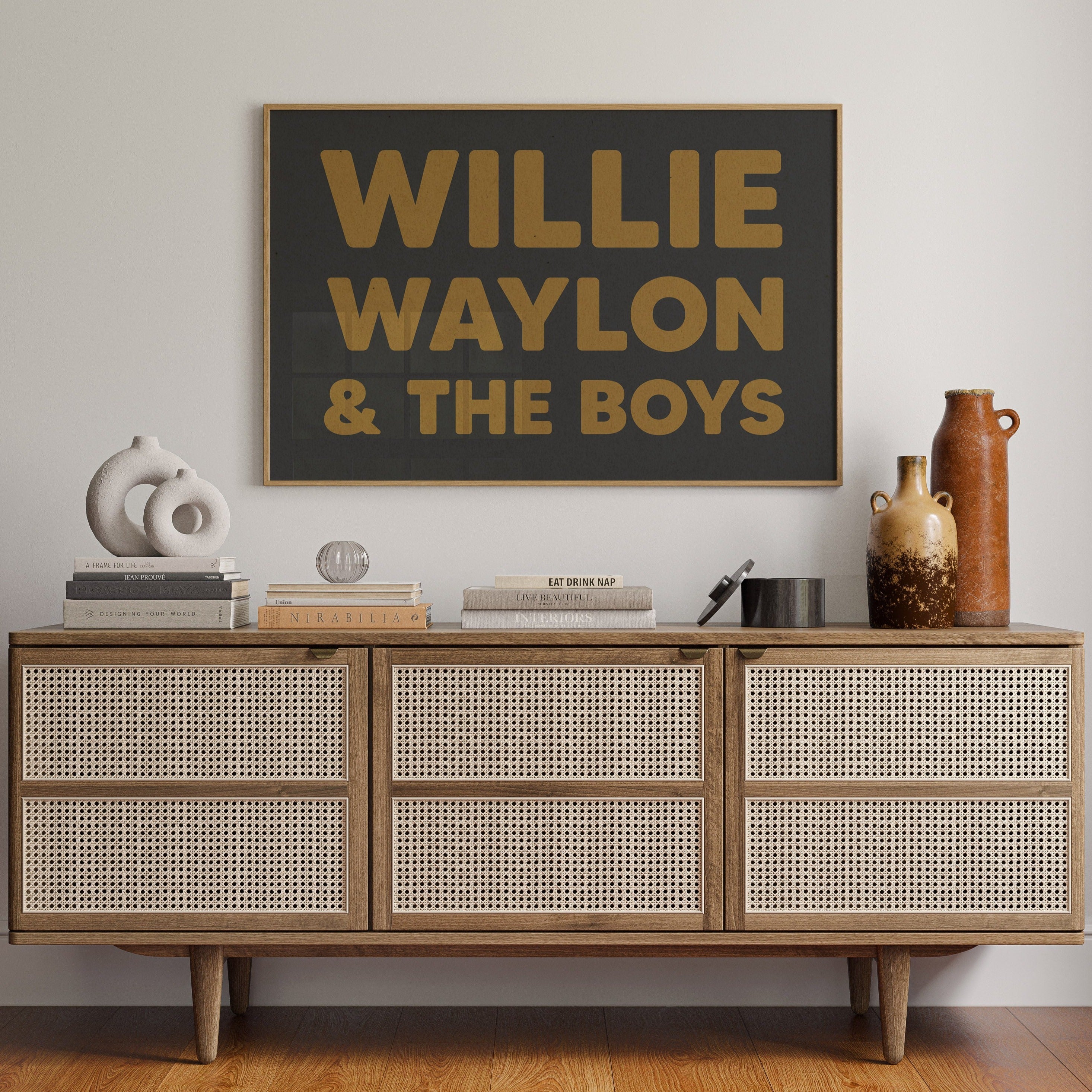 Willie, Waylon, & The Boys Typography Art Print