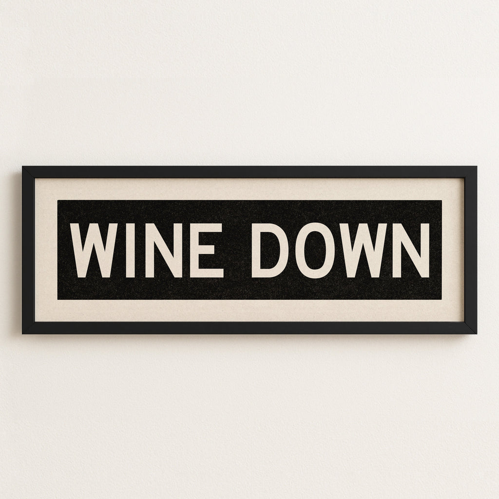 Framed Wine Down Bus Scroll Sign