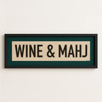 Framed Wine & Mahj Mahjong Art Scroll Sign