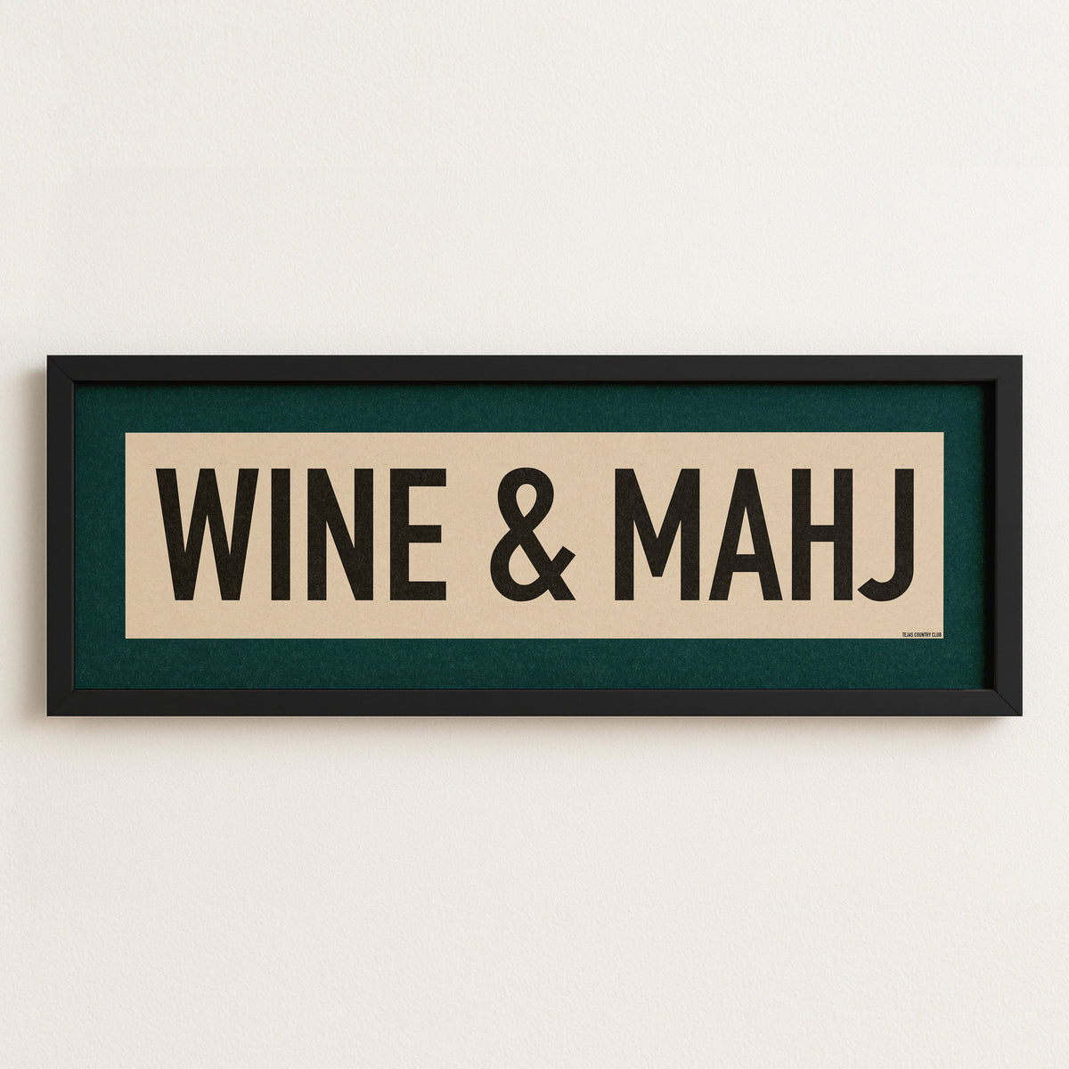 Framed Wine & Mahj Mahjong Art Scroll Sign