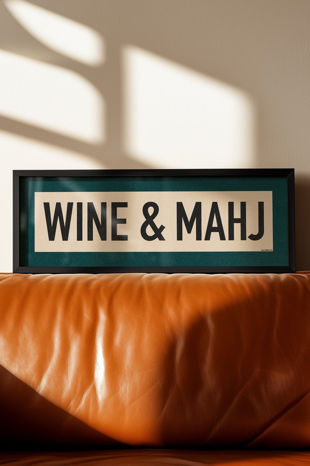 Framed Wine & Mahj Mahjong Art Scroll Sign