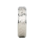 WINSTON White Tungsten Ring with Raised Hammered Finish and Polished Step Edges - 4mm - 10mm