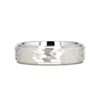 WINSTON White Tungsten Ring with Raised Hammered Finish and Polished Step Edges - 4mm - 10mm
