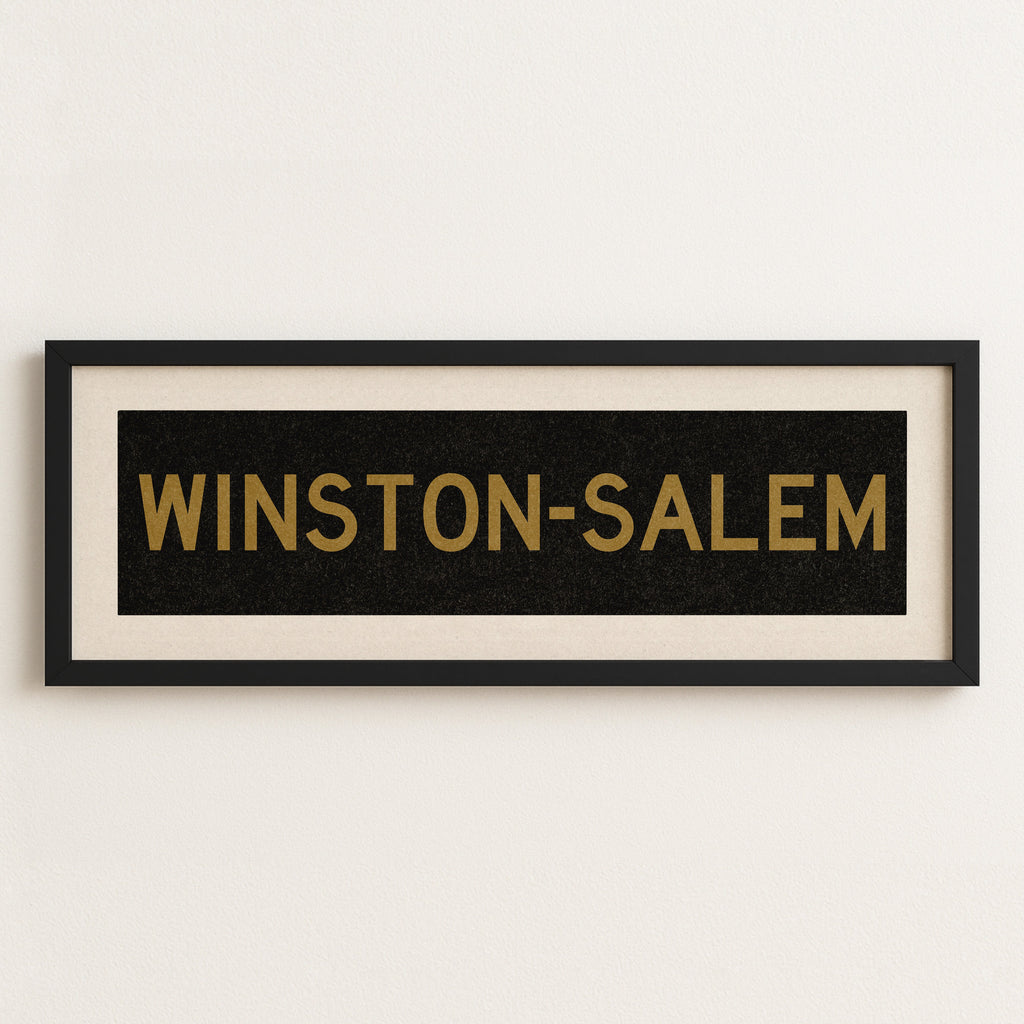 Framed Winston Salem Black & Gold Bus Scroll