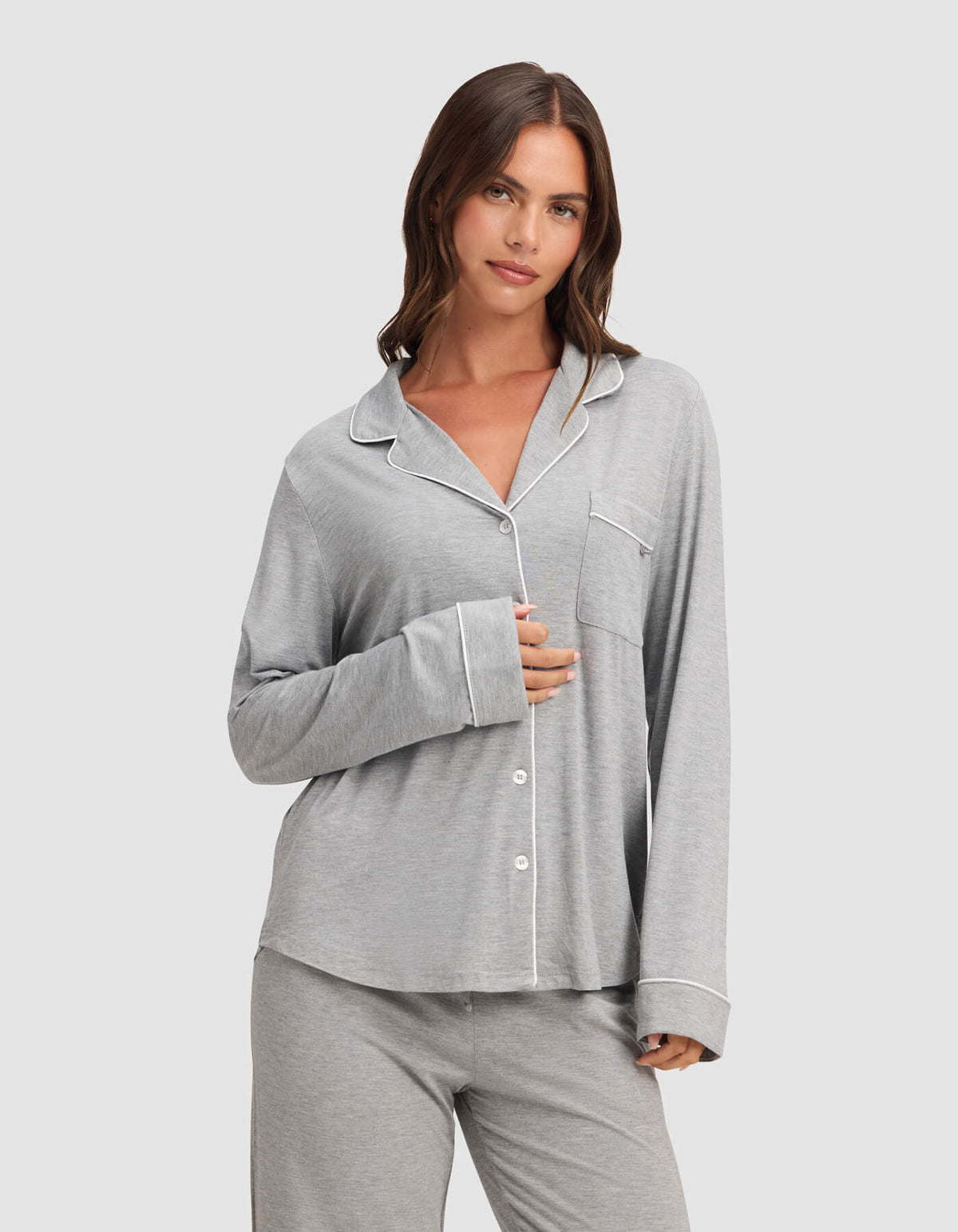 Women's Bamboo Stretch-Knit Long Sleeve Pajama Top - Petite