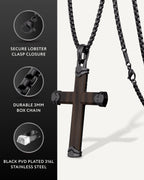 Ebony Wood Cross Pendant (Black)