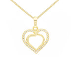 Cubic Zirconia 14K Gold Filled Twofold Heart Pendant Necklace Set