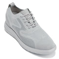 CALTO - X2640 - 2.8 Inches Taller (Pewter/Light Grey Sole) - Lace Up Casual Walker - Lightweight