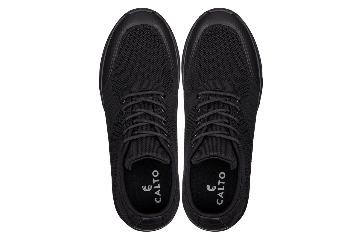 CALTO - X2690 - 2.8 Inches Taller (Black/Black Sole) - Lightweight Sporty Sneakers