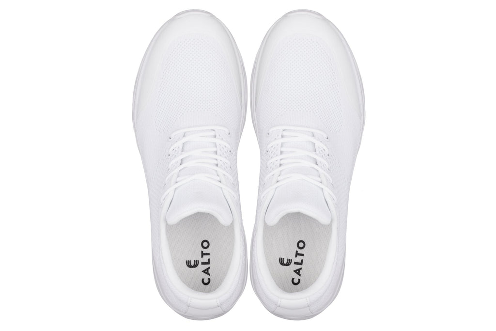 CALTO - X2691 - 2.8 Inches Taller (White/White Sole) - Lightweight Sporty Sneakers