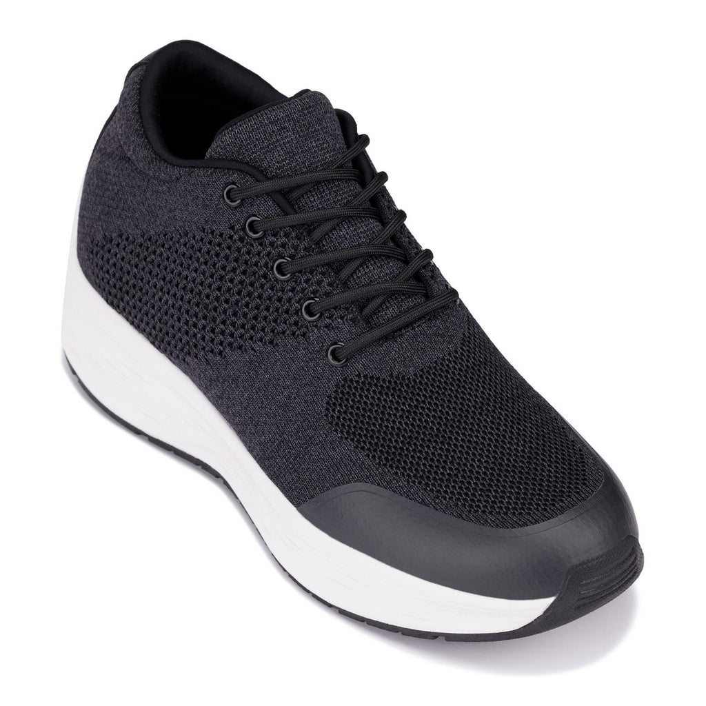 CALTO - X2692 - 2.8 Inches Taller (Charcoal/White Sole) - Lightweight Sporty Sneakers