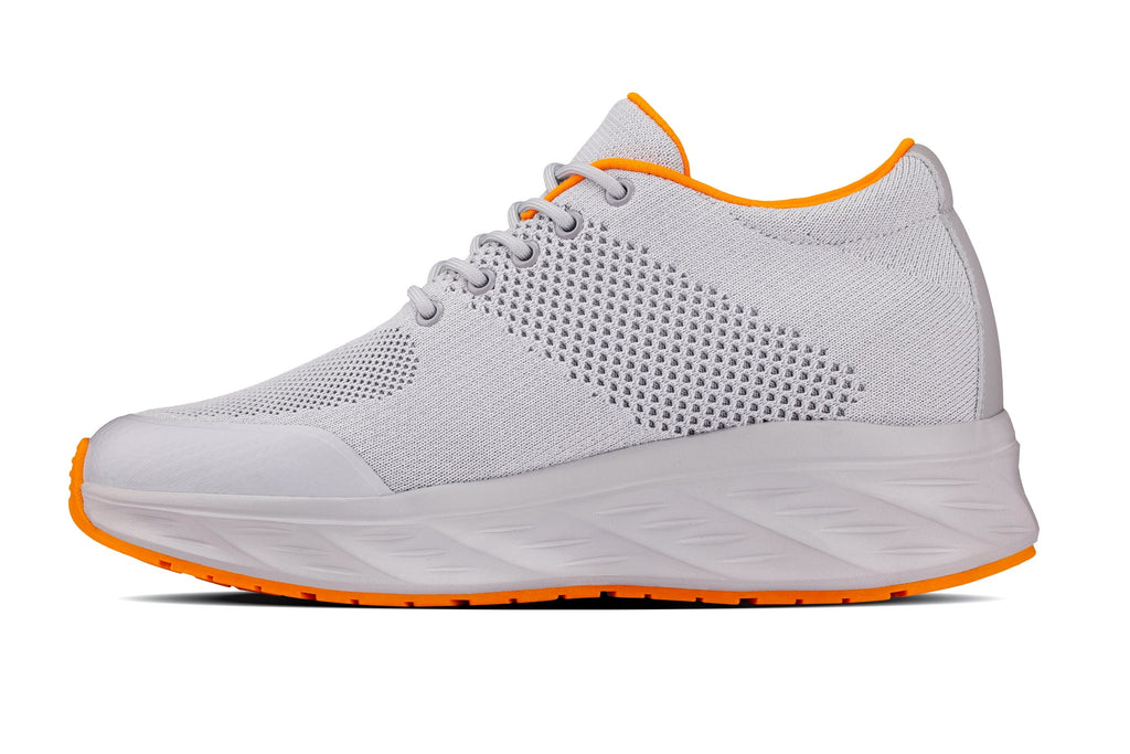 CALTO - X2694 - 2.8 Inches Taller (Light Grey/Orange) - Lightweight Sporty Sneakers