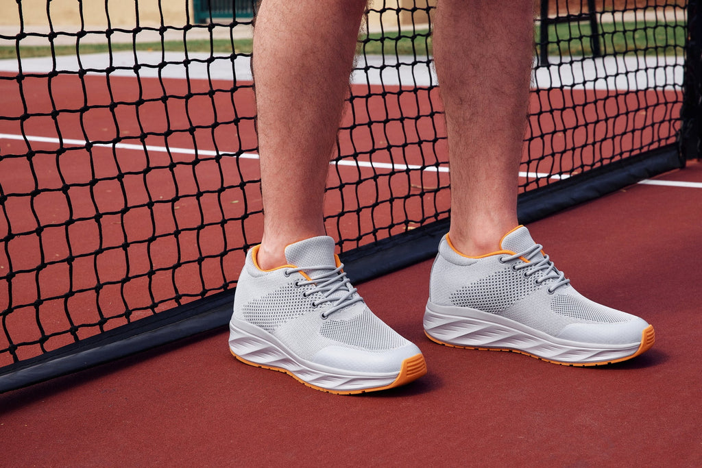 CALTO - X2694 - 2.8 Inches Taller (Light Grey/Orange) - Lightweight Sporty Sneakers