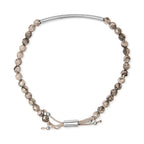Sterling Silver Jasper Bead Station Bracelet Bolo Clasp