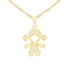 Girl Cubic Zirconia Pendant With Necklace Set 14K Gold Filled