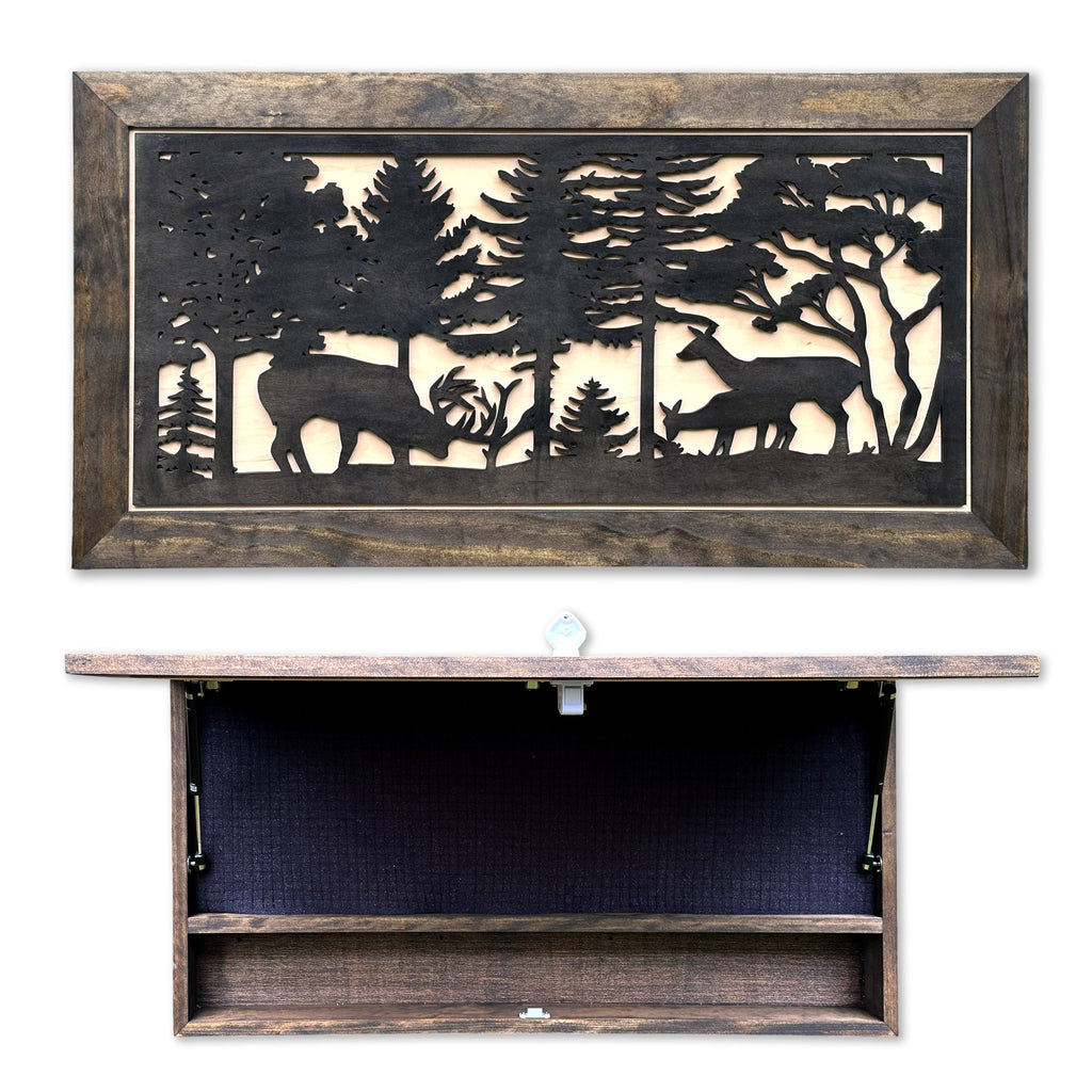 Deer in Woods Large Hidden Gun Concealment Storage with Secure Lock